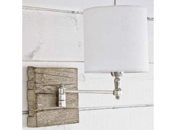 A Swing Arm Wall Sconce In Wood And Chrome By Regina Andrew
