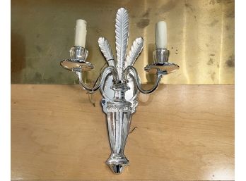 A Polished Alloy And Crystal Sconce By New Metal Crafts