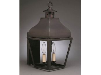 A Northeast Lantern Fixture In Antique Copper With Seedy Glass