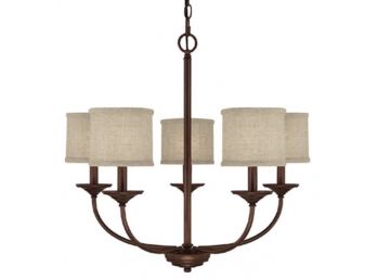 A Burnished Bronze Chandelier And Fabric Shades By Capital Lighting