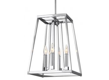 A Chrome Lantern Pendant From The 'Conant Collection' By Murry Feiss