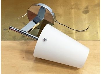A Modern Chrome And Frosted Glass Sconce