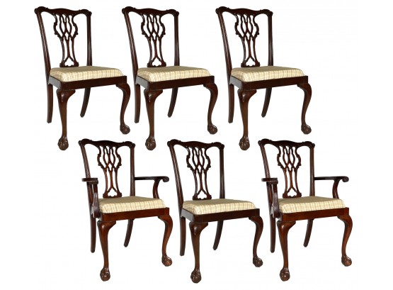 A Set Of 6 Chippendale Style Dining Chairs (AS IS)