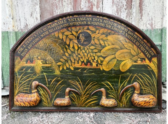 A Large Exotic Duck Hunting Sign/Carved Plaque