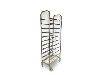 A Stainless Steel Baker's Or Industrial Kitchen Rack