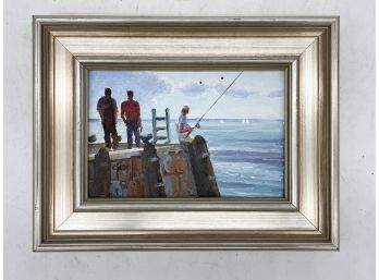 An Original Oil On Board, By Paul George, Mystic Seaport Fishing Scene