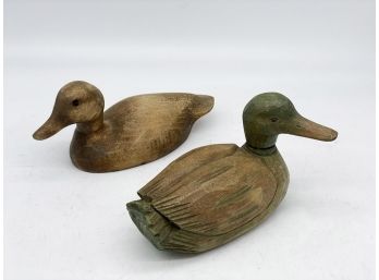 A Pair Of Primitive Hand Carved Wood Decoys