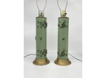 A Pair Of Vintage Metal Lamps