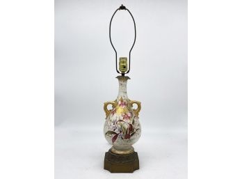 A Vintage 1920's Ceramic Lamp With Gilt Trim