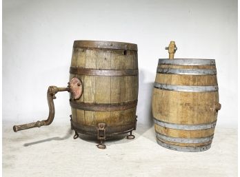 A Pair Of Vintage English Oak Wine Barrels