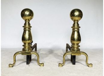 A Pair Of MASSIVE Brass Andirons