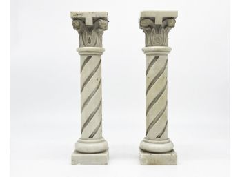 A Pair Of Carved Marble Columns
