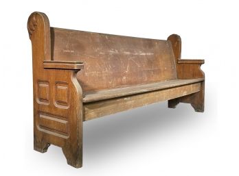 A Large, 19th Century Carved Oak Church Pew