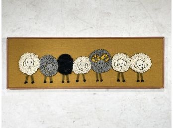 Vintage 1970's Mod-Wool Sheep Artwork
