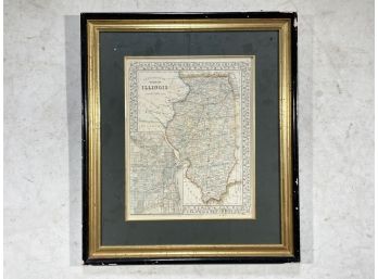 A Framed Vintage Map Of Illinois