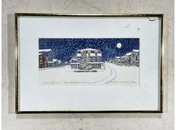 A Vintage Print, 'Dock Square' Kennebunkport, ME, Signed And Numbered McNally