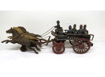 Here Come The Coppers!  Cast Iron Police Patrol Horse Drawn Toy