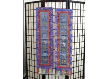 Pair Of Asian Scroll Tapestries