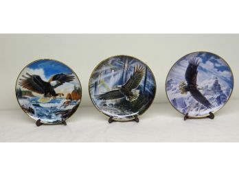 Trio Of Eagle Plates By Ronald Van Ruyckevelt - The Franklin Mint