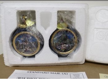 Lot Of 2 Bradford Exchange Disney Porcelain Mickey & Friends Ornaments (F) Electrical Parade & Sleeping Beauty