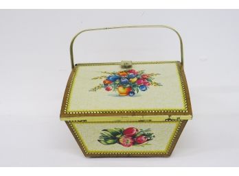 A Vintage Metal Biscuit Box Basket With Handle By Victoria