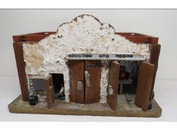 Early 20th C. Mid-western Ghost Town/small Town Garage Diorama/Building Sculpture By Nan Richter & Son