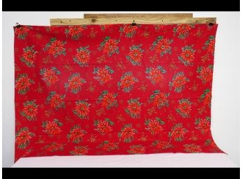 Vintage Overall Red Colors Poinsettia Tablecloth, Very Pretty 68' Long X 50' Wide.