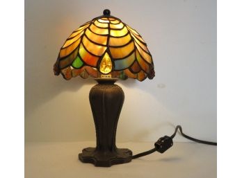 Petite Size Stained Glass Lamp - In Working Condition