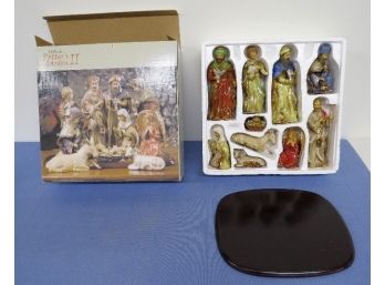 Beautiful Kirkland Ceramic Nativity Set In Original Box Appears Unused, Bright & Colorful