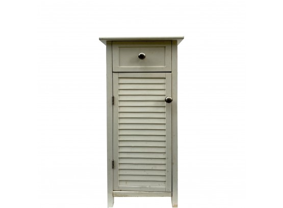 Storage Cabinet With Louvered Door Brushed Aluminum Hardware