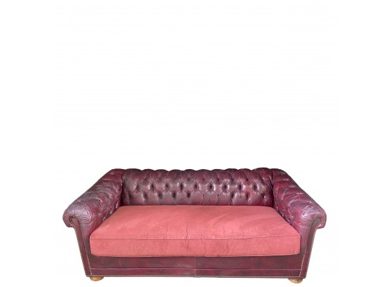 Oxblood Leather Chesterfield Sleeper Sofa - Surface Mold*