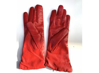 Floriana Italian Red Leather Gloves - Size 8
