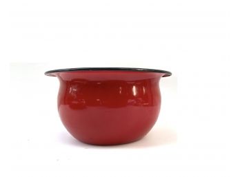 Vintage Porcelain Enamel Red Bowl With White Interior
