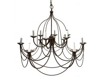 Large Metal Candelabra Chandellier With Antique Finish