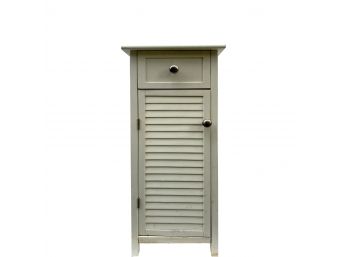 Storage Cabinet With Louvered Door Brushed Aluminum Hardware