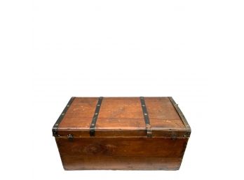 Vintage Steel Banded And Riveted Trunk