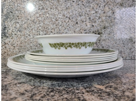 Vintage Green And White Corelle Dishes