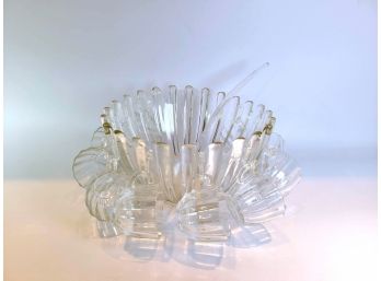 Glass Scalloped Edge Punch Bowl Set With Handled Cups
