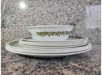 Vintage Green And White Corelle Dishes