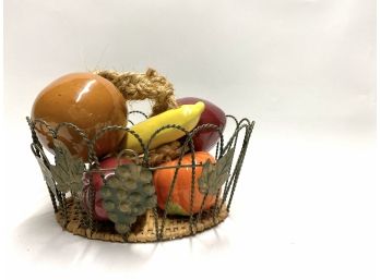 Glass Fruit On Sissal Rope In Basket
