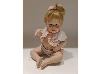 Vintage Porcelain Baby Doll 'Cute As A Button' With Moving Limbs
