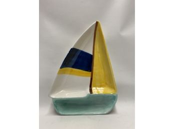 Glazed Ceramic Segmented Sailboat Platter