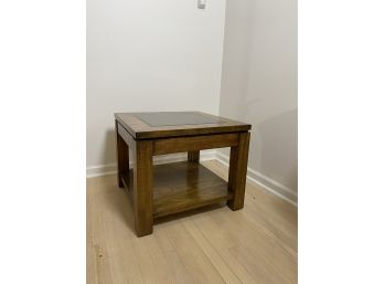 Wood And Glass Square Side Table
