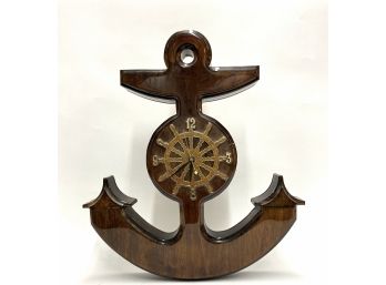 Lacquered Wooden Anchor Wall Clock