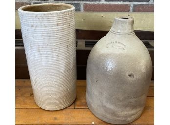 Ovoid Jug And Pottery Vase