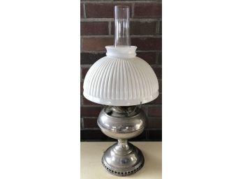 Bradley And Hubbard Oil Lamp With Milk Glass Shade