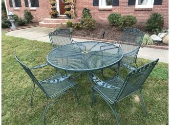 Well Made Iron Patio Table And 4 Matching Chairs