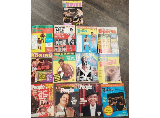 Collection Of 14 Vintage Boxing And People Magazines 1974 Editions Thru 1987. Muhammad Ali, Ken Norton, Quarry