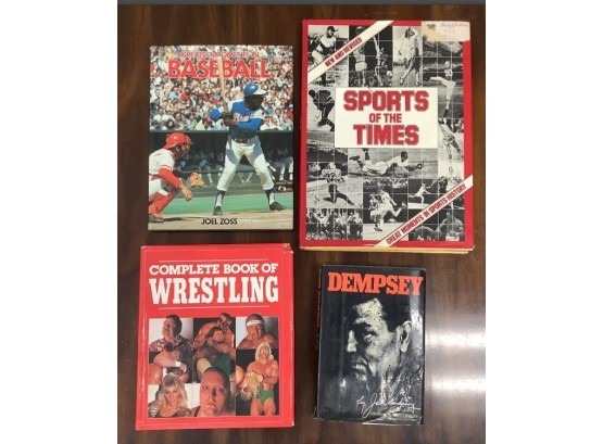 Lot Of 4 Hardcover Books On Sports. Boxing, Baseball, Wrestling.