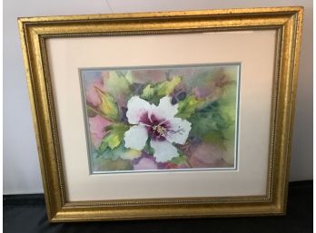 Original Floral Watercolor On Paper Signed By Artist In Pencil. Signature Not Legible.